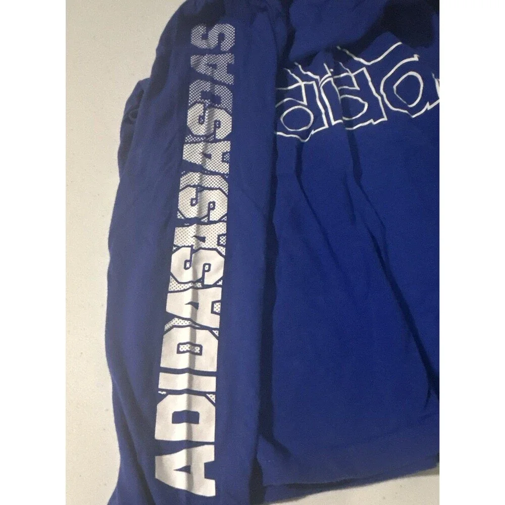Adidas Boys Long Sleeve Tops: Black Logo Tee & Blue Hooded, Size 6